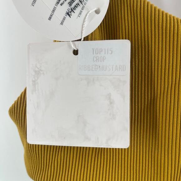 KULANI KINIS Bikini Top Medium NWT Crop Ribbed Mustard Swim Beach Rib Resort - Picture 8 of 10